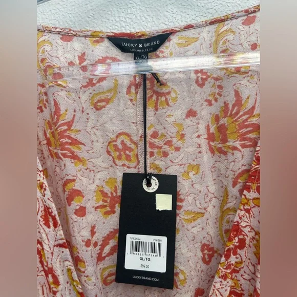 NEW Lucky Brand Maxi Dress Women XL Floral 100% Cotton Wrap Dress Cottagecore - Picture 3 of 13